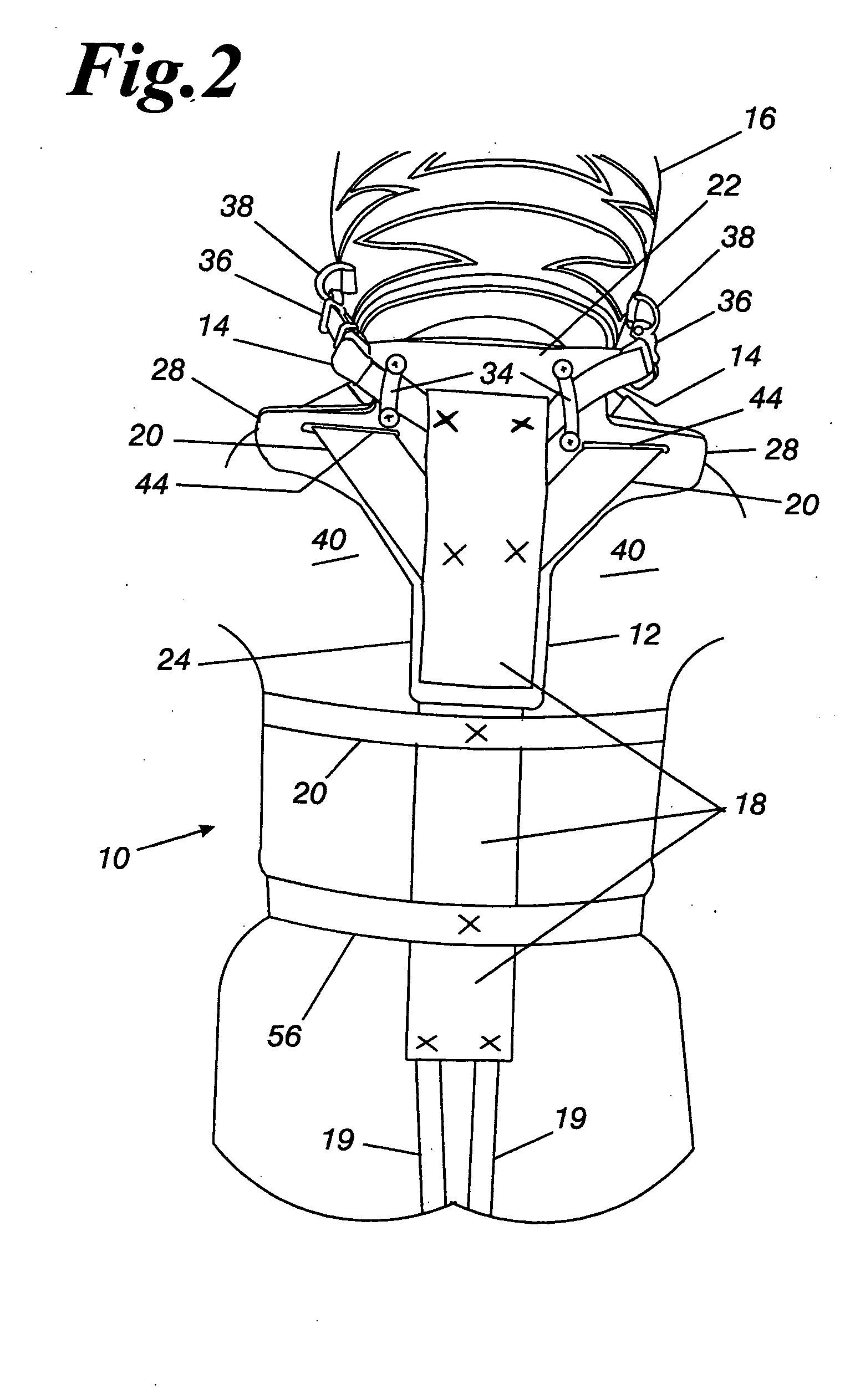 Head restraint device having a spacer for use with a high-performance vehicle