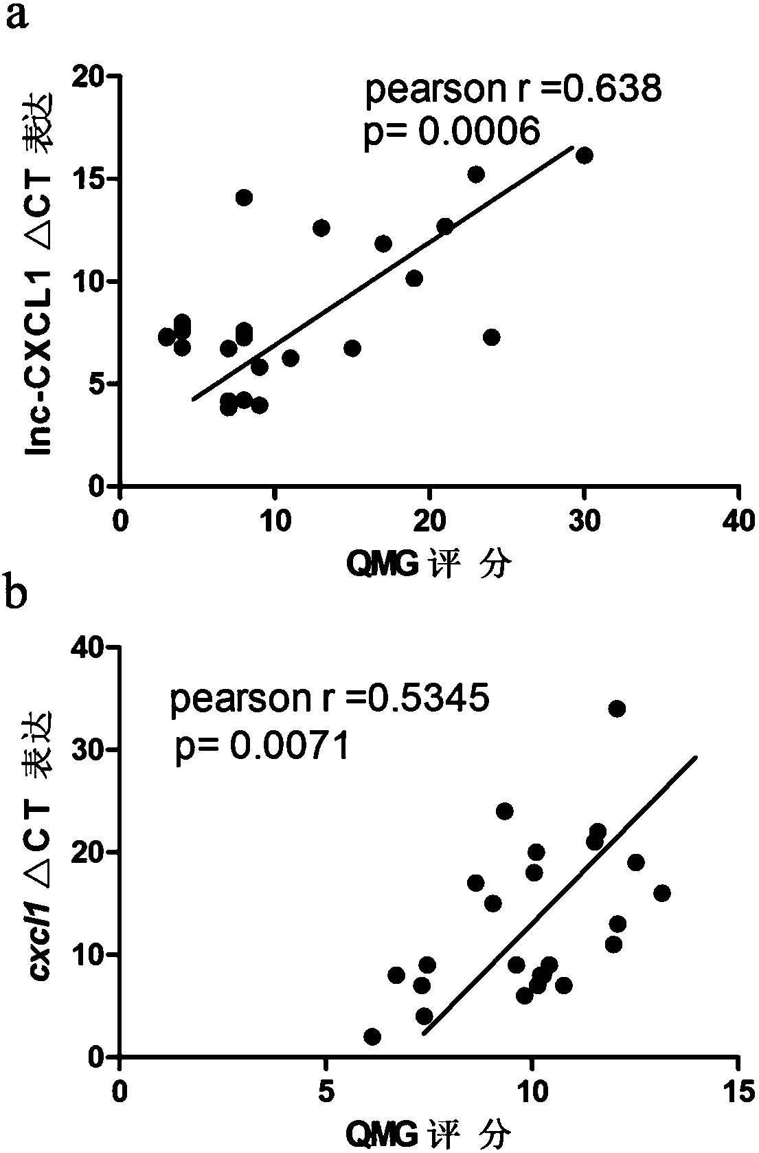 A myasthenia gravis detection kit and application using a combination of non-coding lnc-cxcl1 and coding gene cxcl1 as a detection or diagnostic screening marker