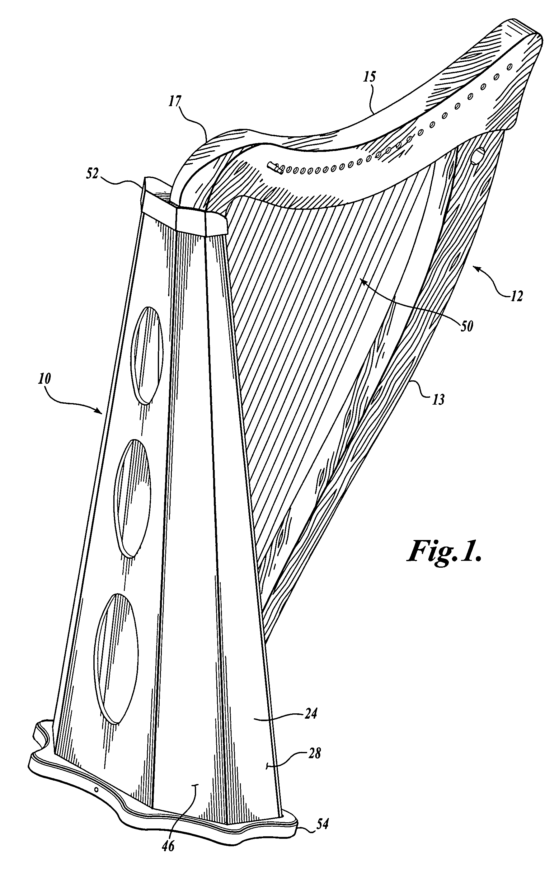 Harp sound box construction and method