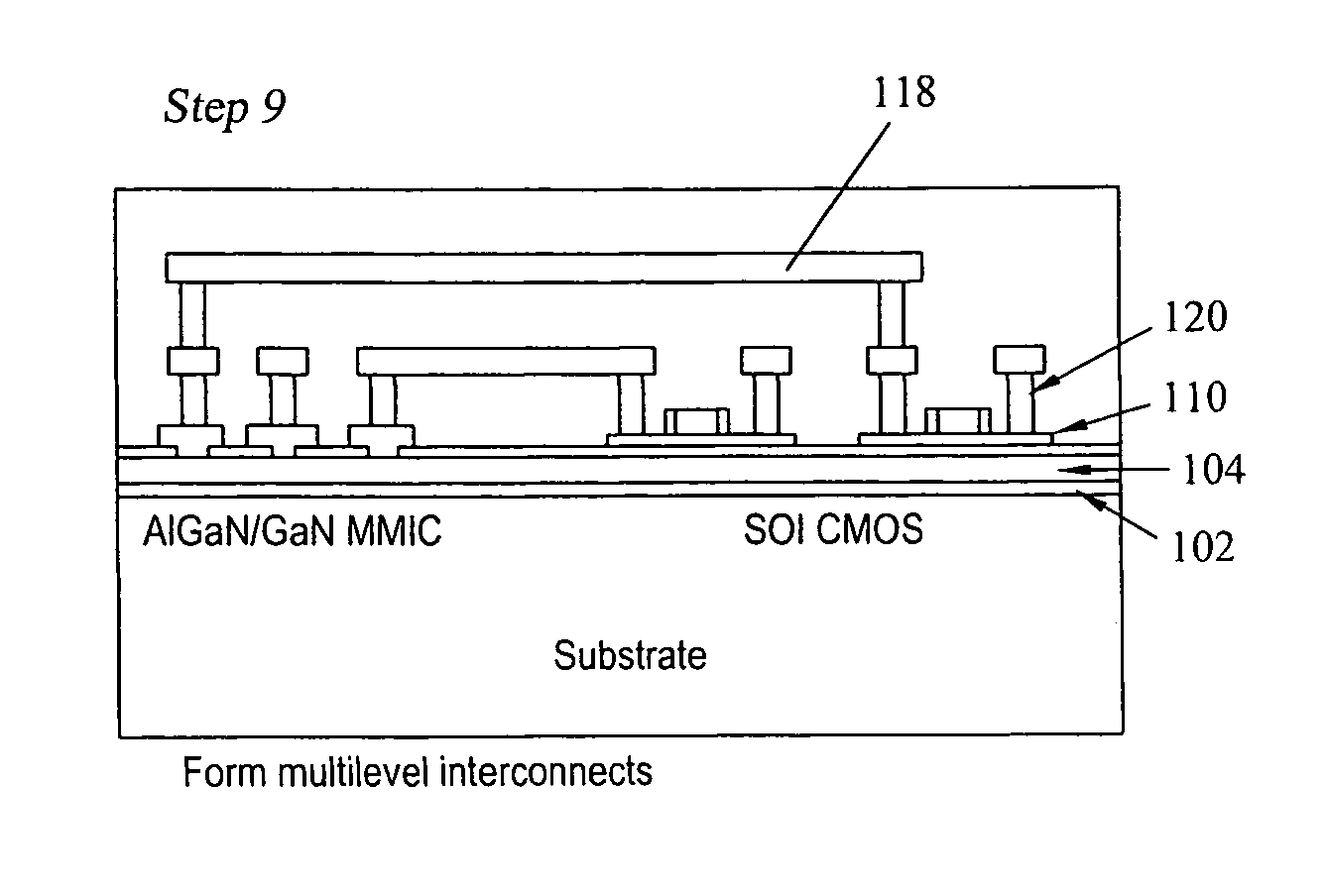 Method for integrating silicon CMOS and AlGaN/GaN wideband amplifiers on engineered substrates