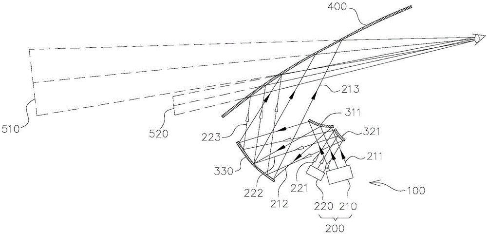 Head-raising display device and vehicle with same