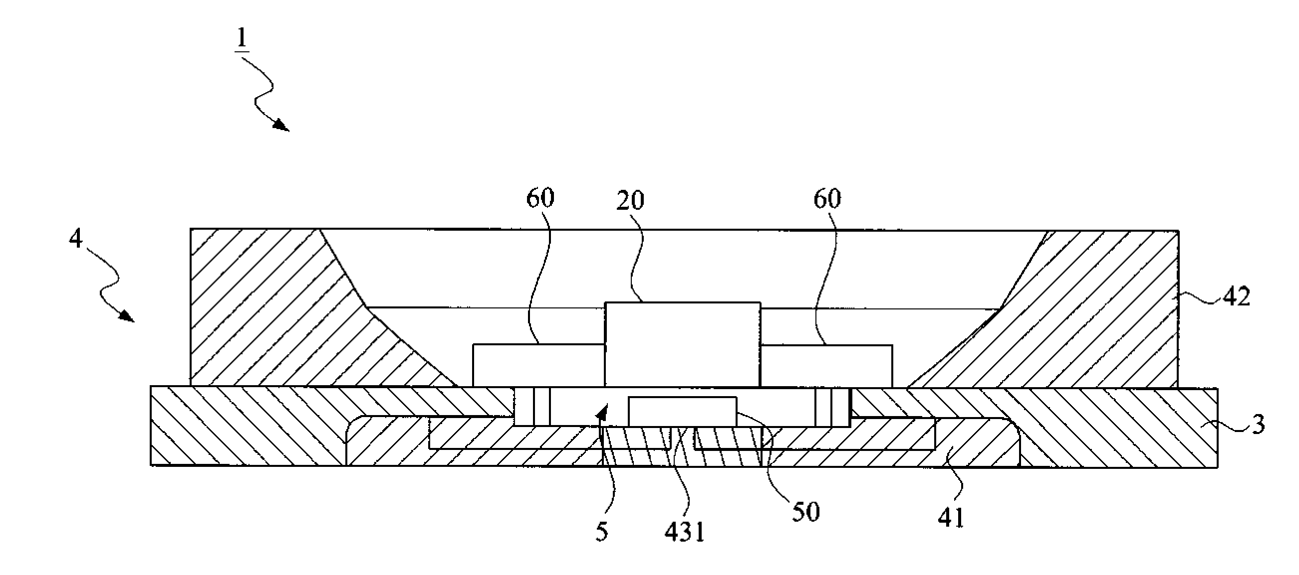 Carrier structure for mounting LED chips