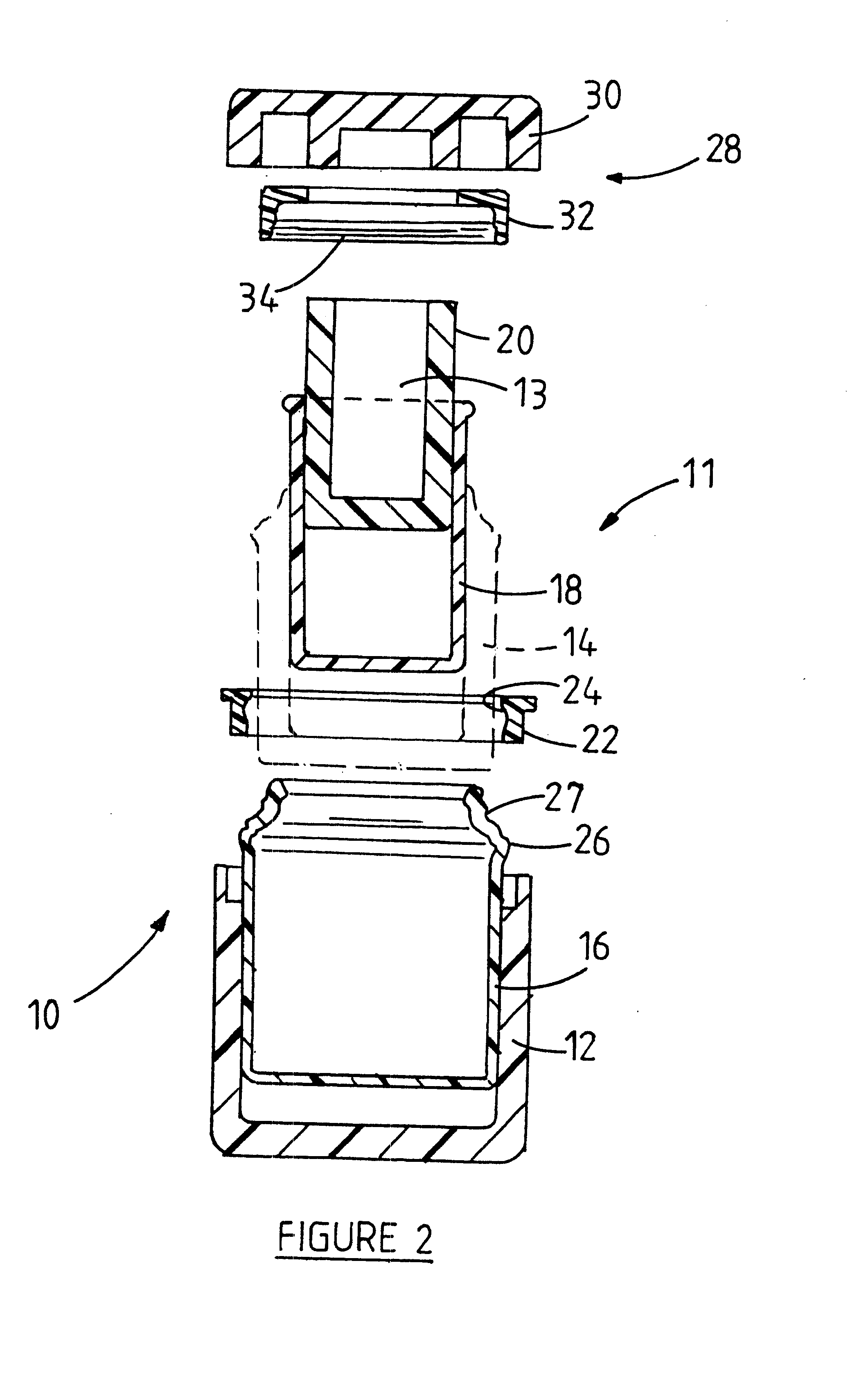 Container for a vial or ampoule