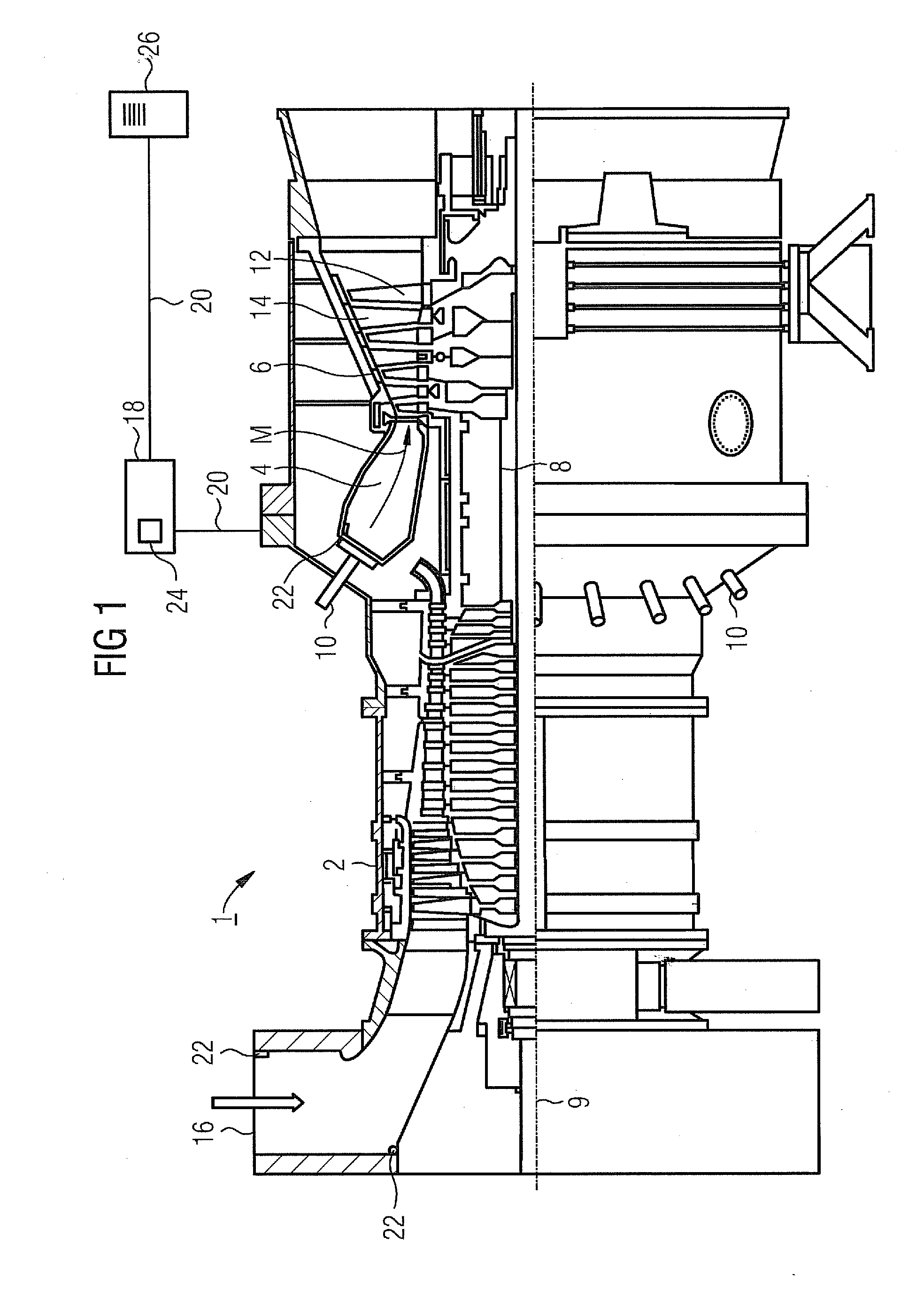 Method for determining the suction mass flow of a gas turbine