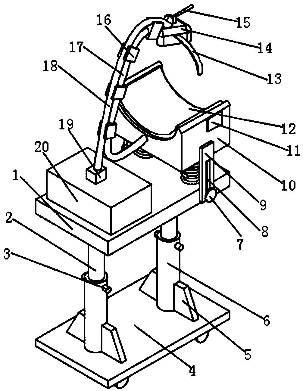 Head-pillow type suspension anesthesia device for anesthesia department