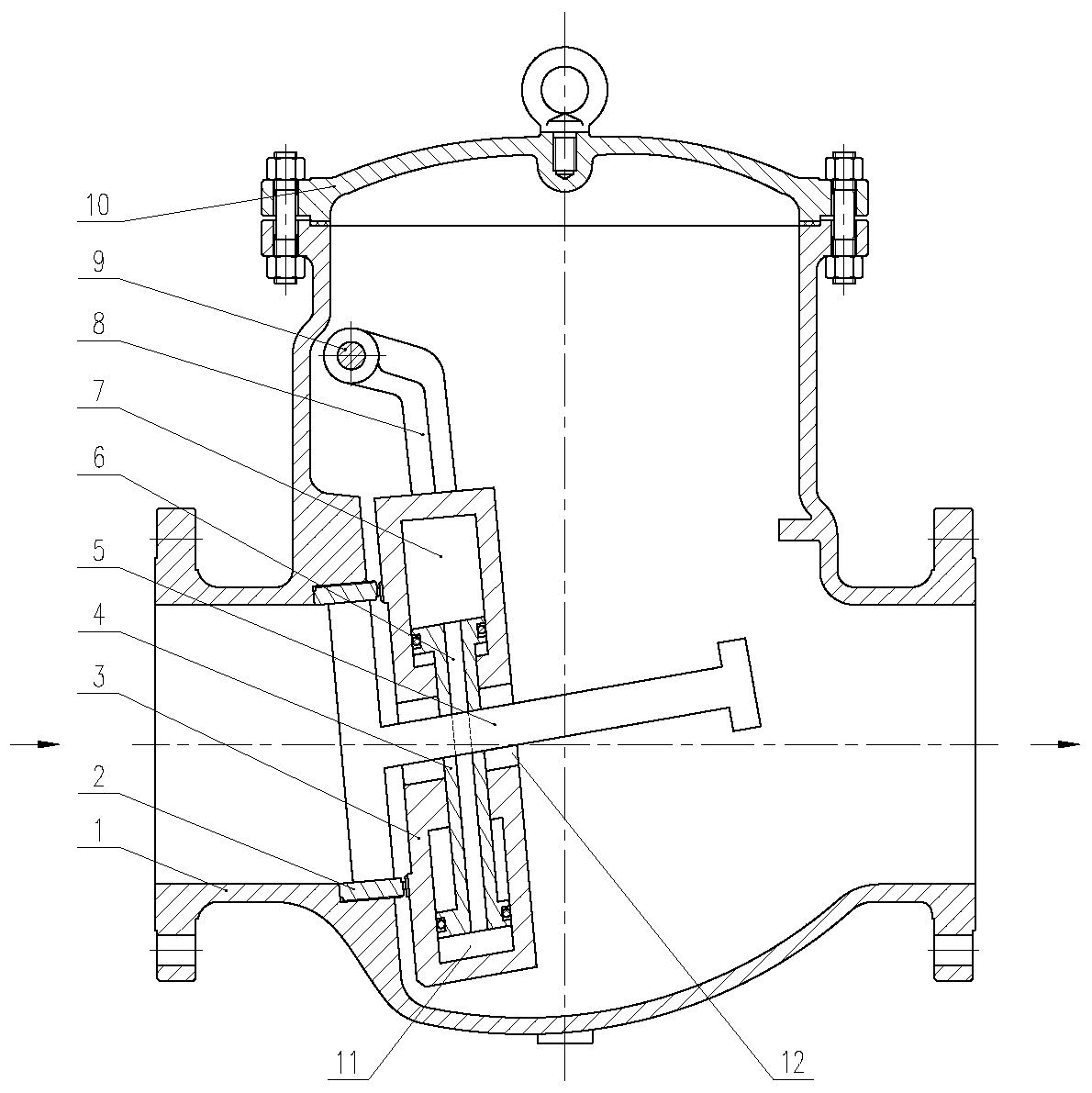 Slow-closing swing type non-return valve