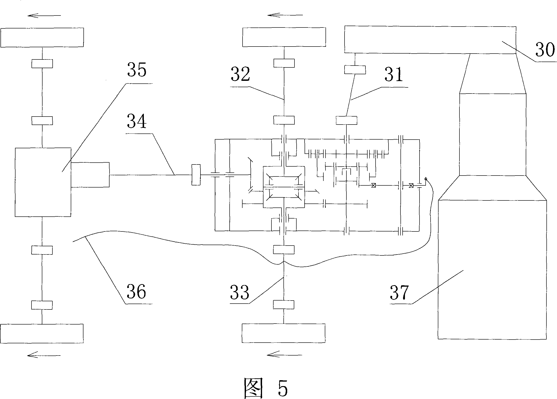 Speed changing driving device for special four-wheel offroad vehicles