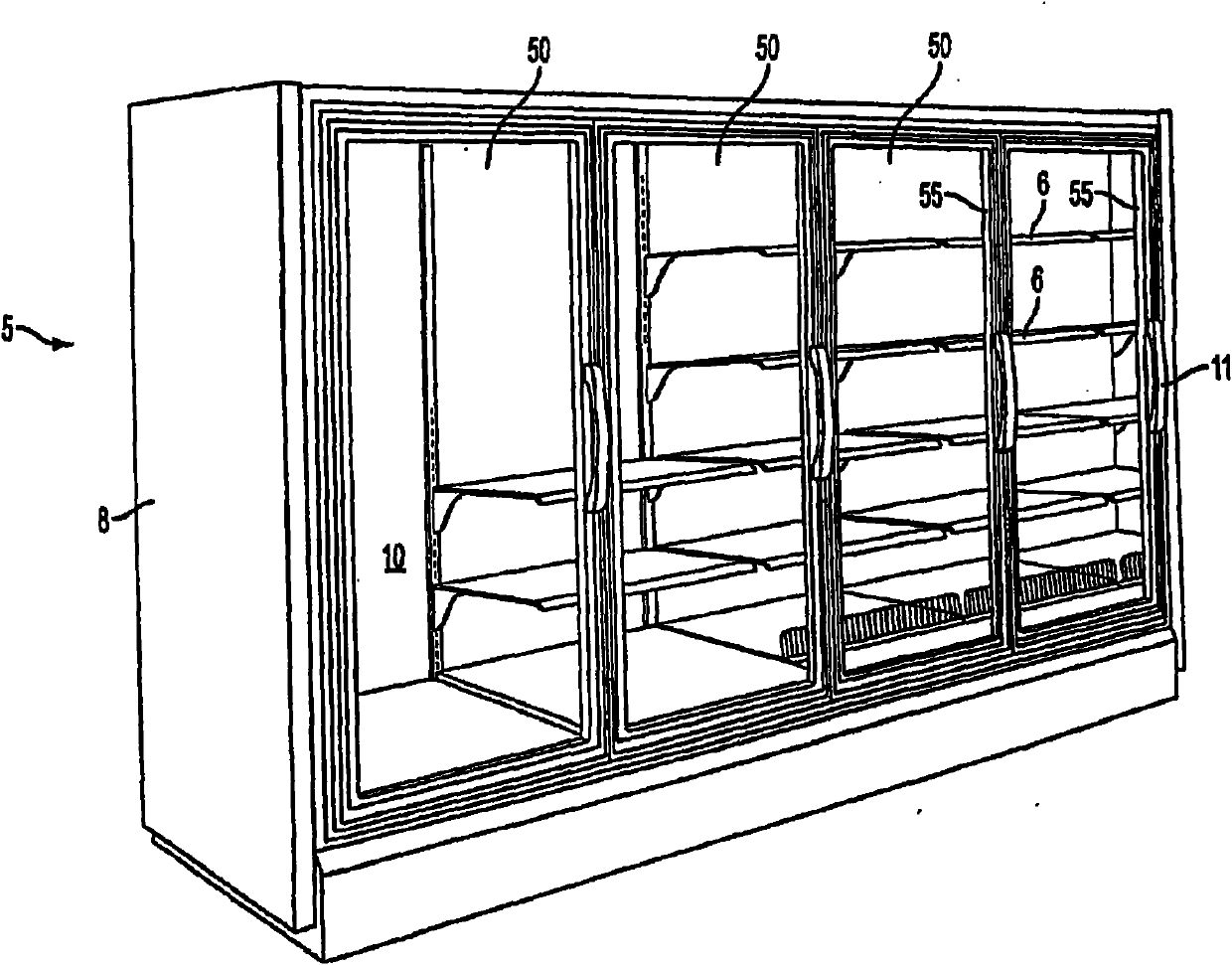 Anti-fog refrigeration door and method of making the same