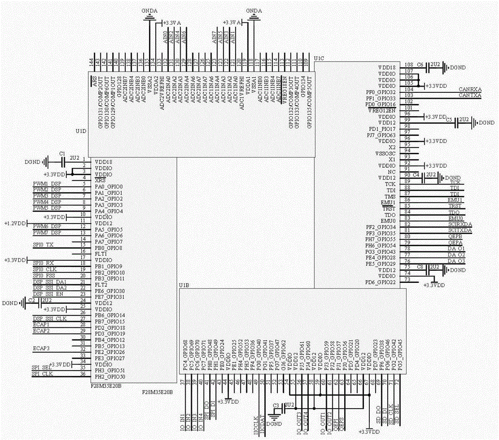 Permanent magnet synchronous motor servo driver based on double-core MCU (Micro-programmed Control Unit)