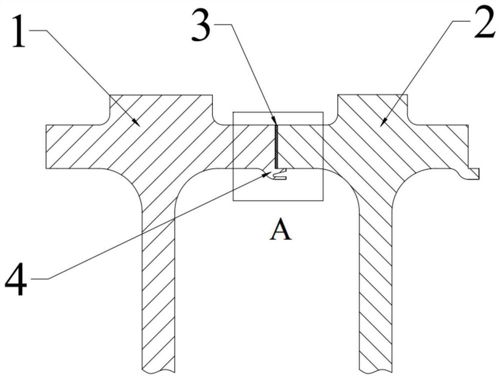 A non-penetrating electron beam welding seam structure and welding method