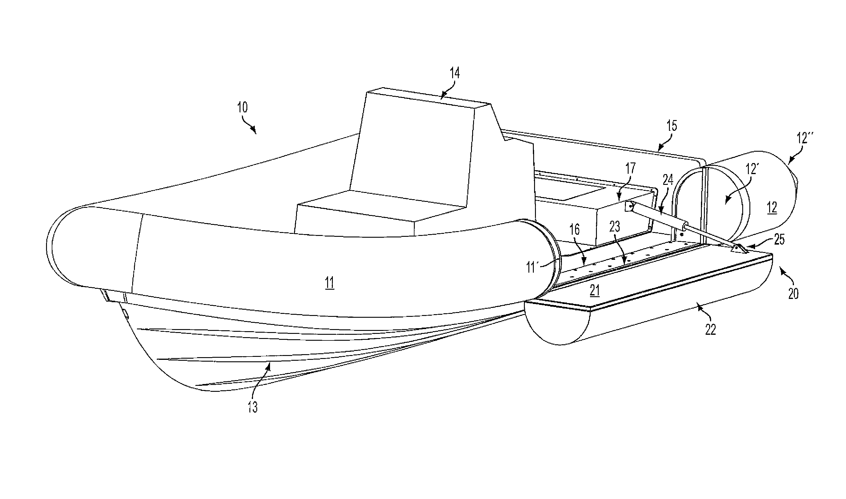 Dive door for rigid inflatable boats