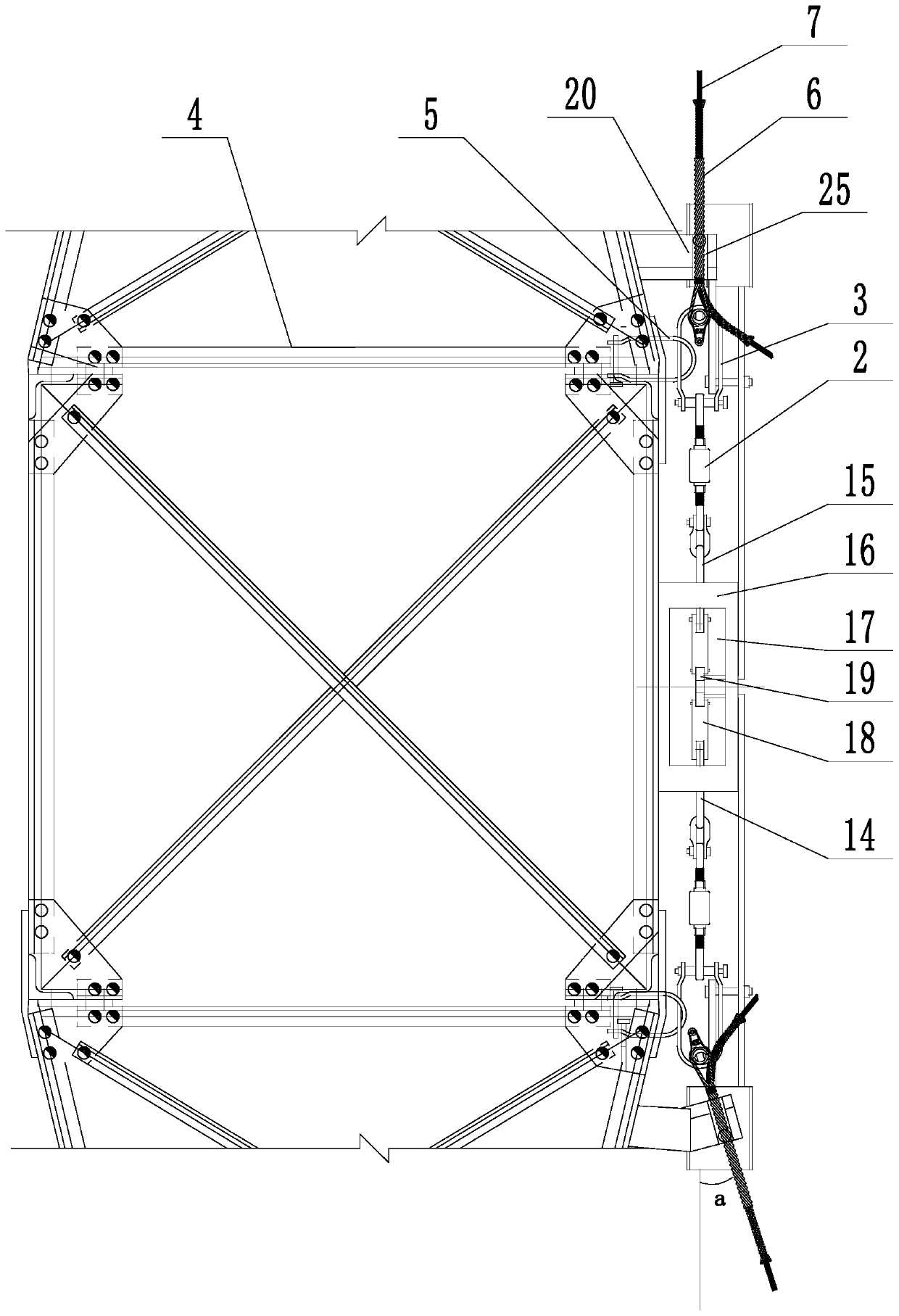 An adss optical cable force unloading device for an iron tower