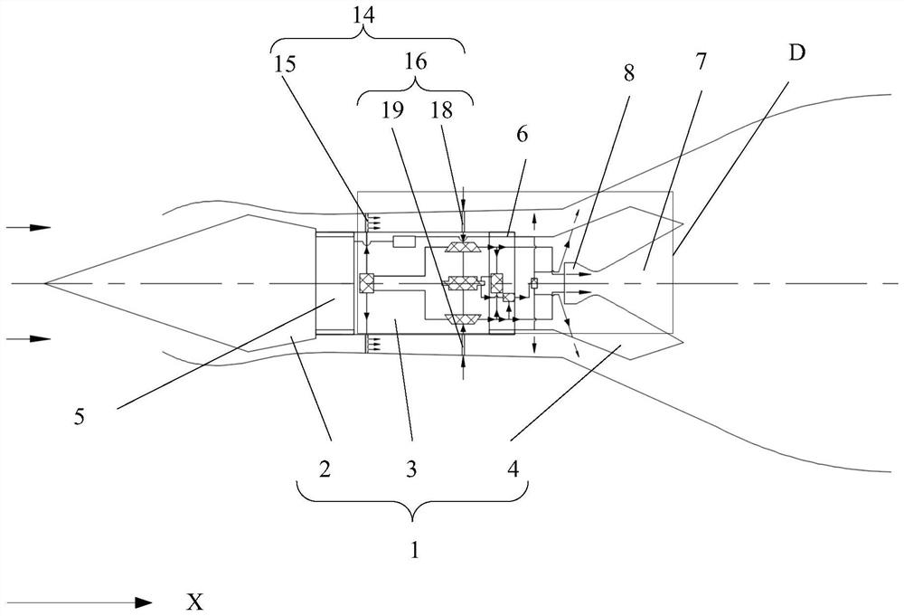 Rocket-based combined cycle engine based on detonation and detonation principle and application method