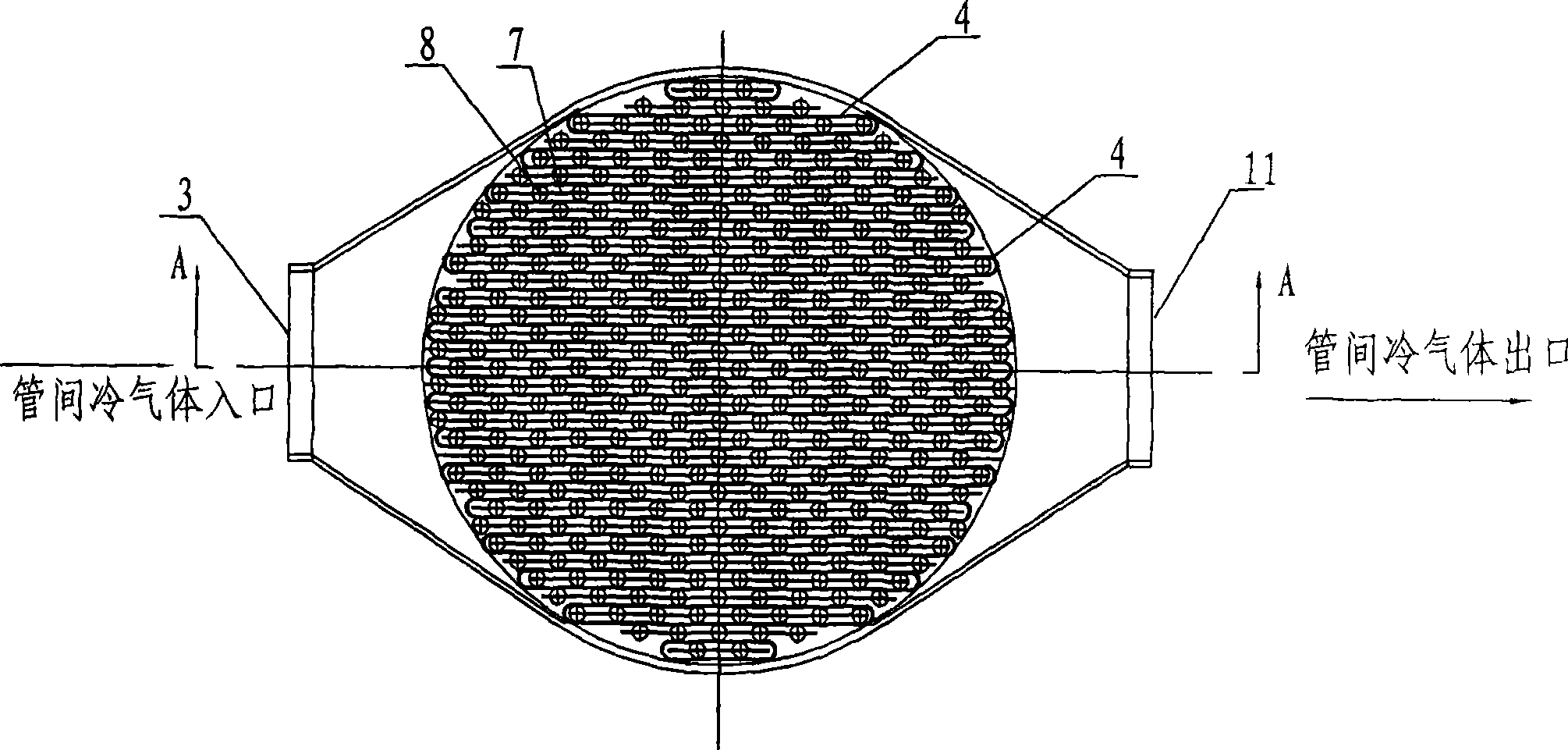 Rectangular tube bundle heat exchanger adopting swirl plate support and its intensified heat-conduction method