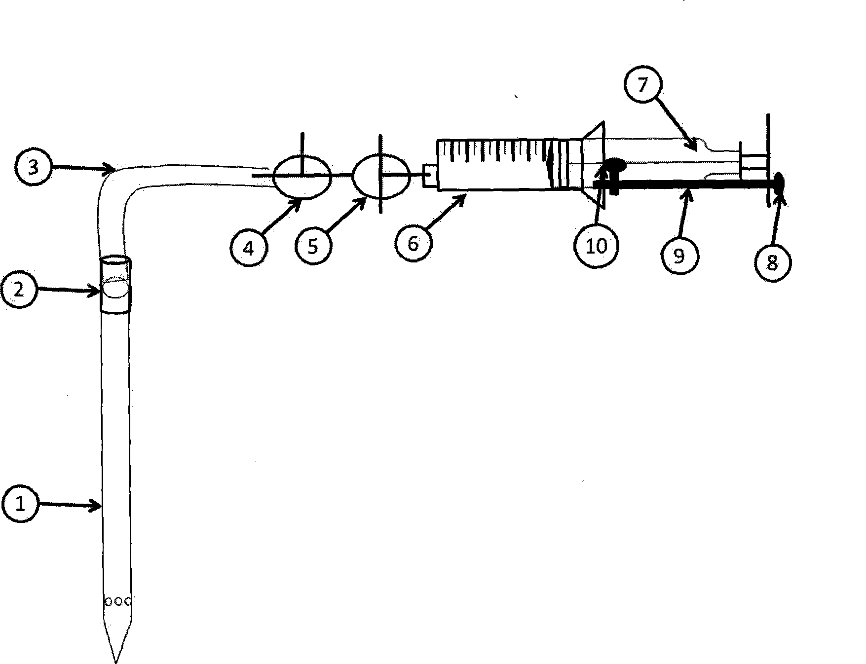 Collecting device of different depth soil gas