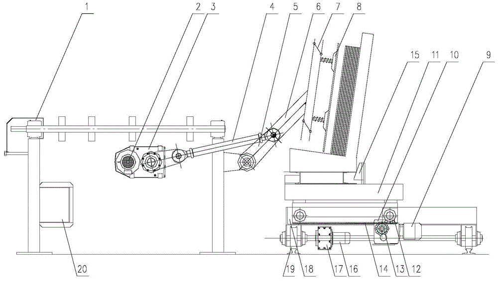 Online lower taking vertical stacking system of float glass