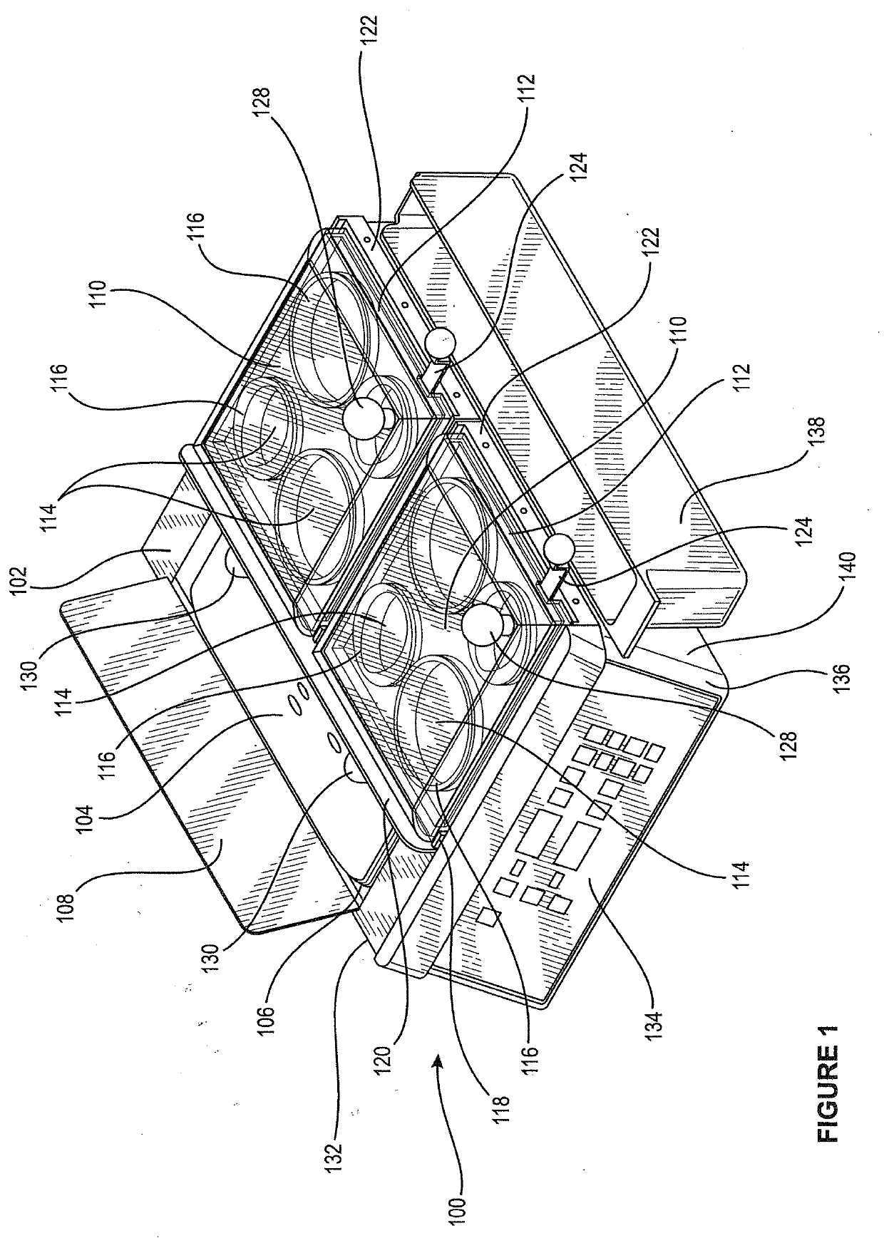 Food cooking appliance utilizing both steam and heat for rapidly cooking food products