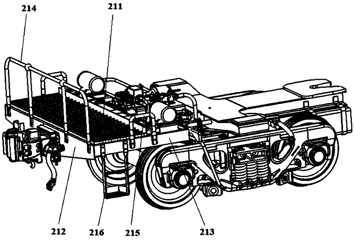 End bogie for highway-railway combined transport box van