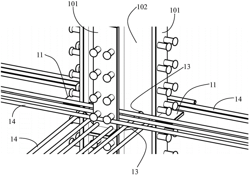 Method for treating reinforcing steel bars at cross-shaped steel reinforced column and beam joints on basis of BIM (building information modeling)