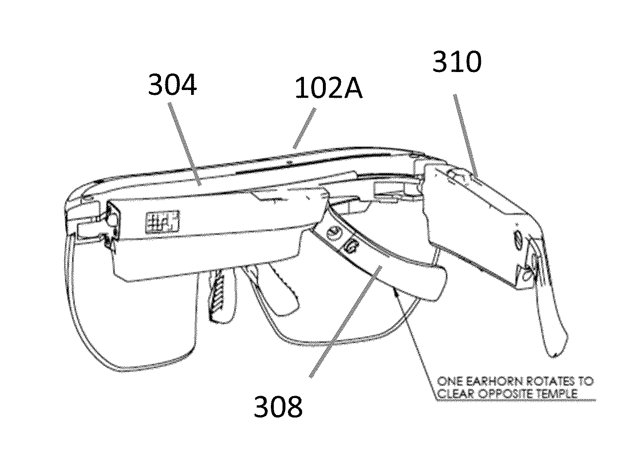 Temple and ear horn assembly for headworn computer