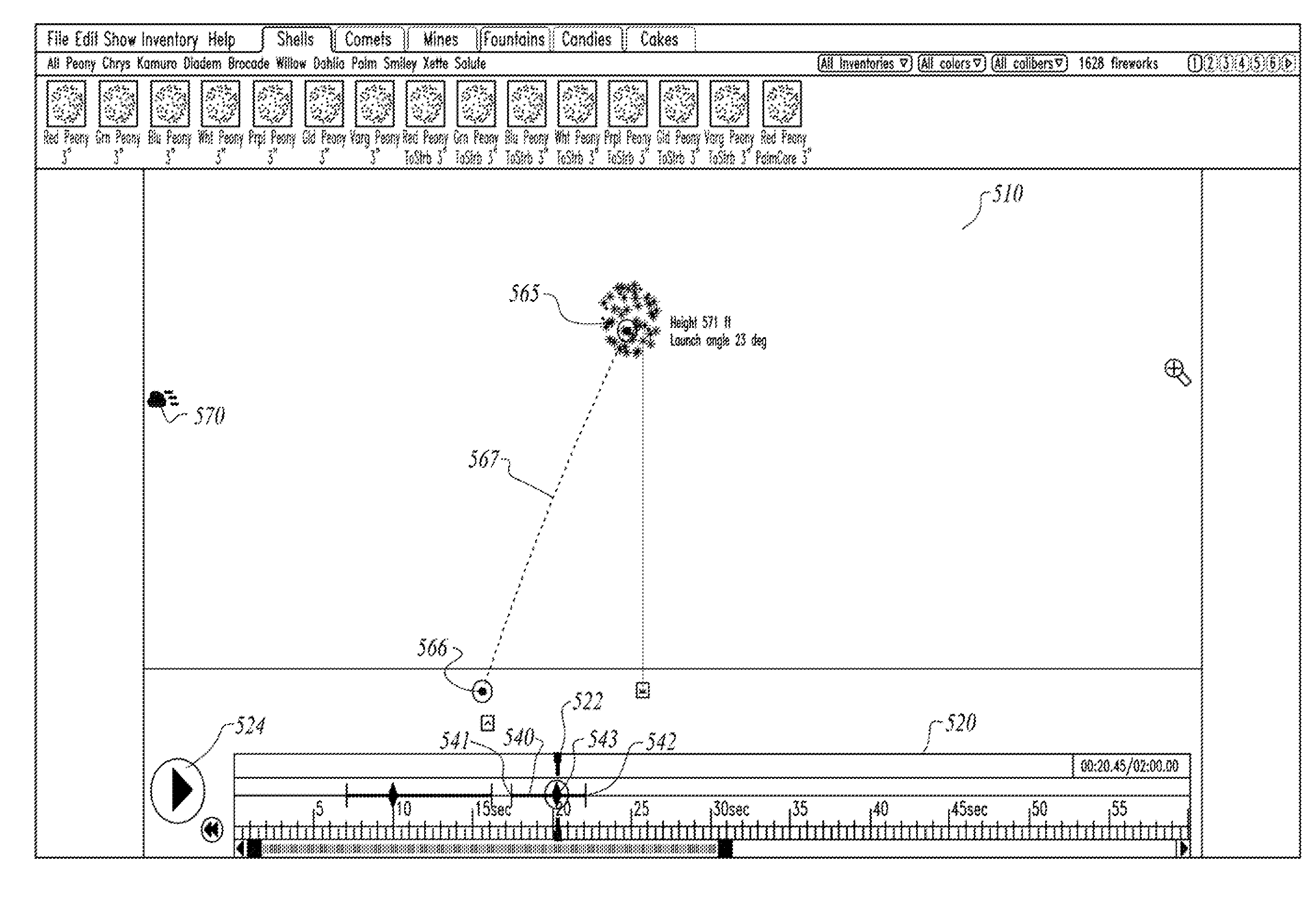 System and method for designing and simulating a fireworks show