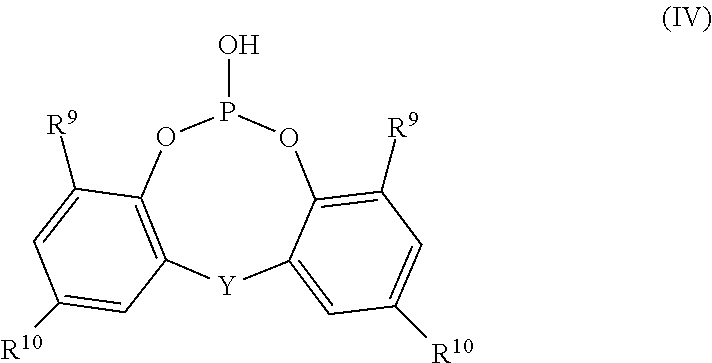 Impact-modified polycarbonate compositions which have an emulsion graft polymer precipitated under basic conditions and comprise acidic phosphorus compounds