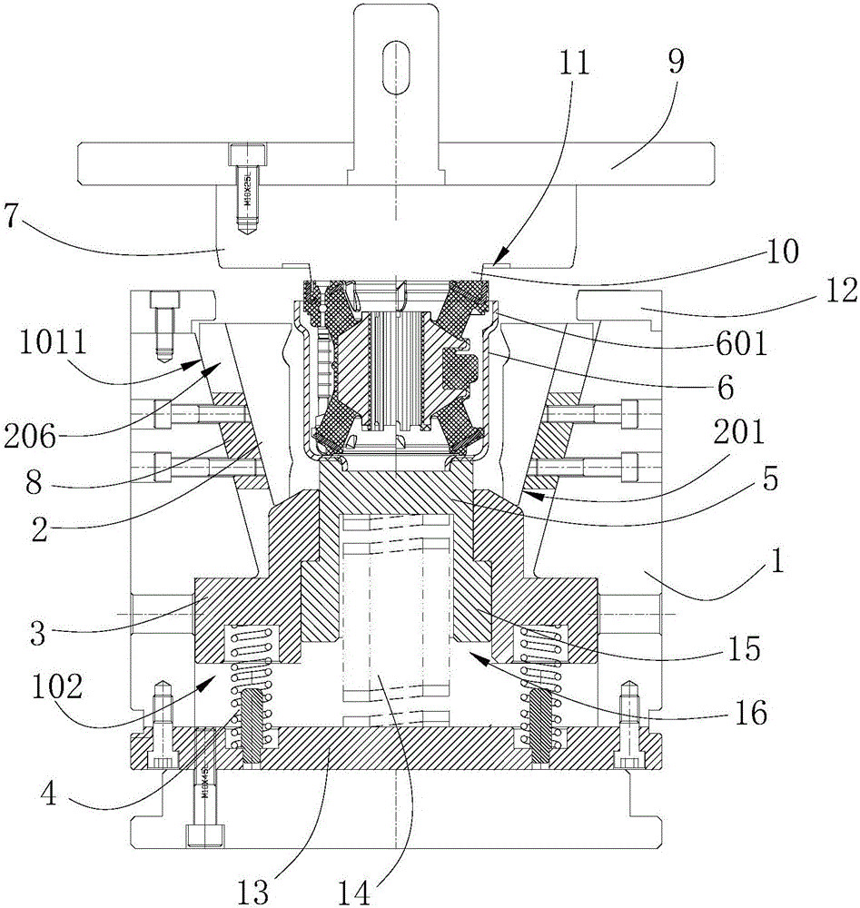 Liquid-sealed bushing assembly device