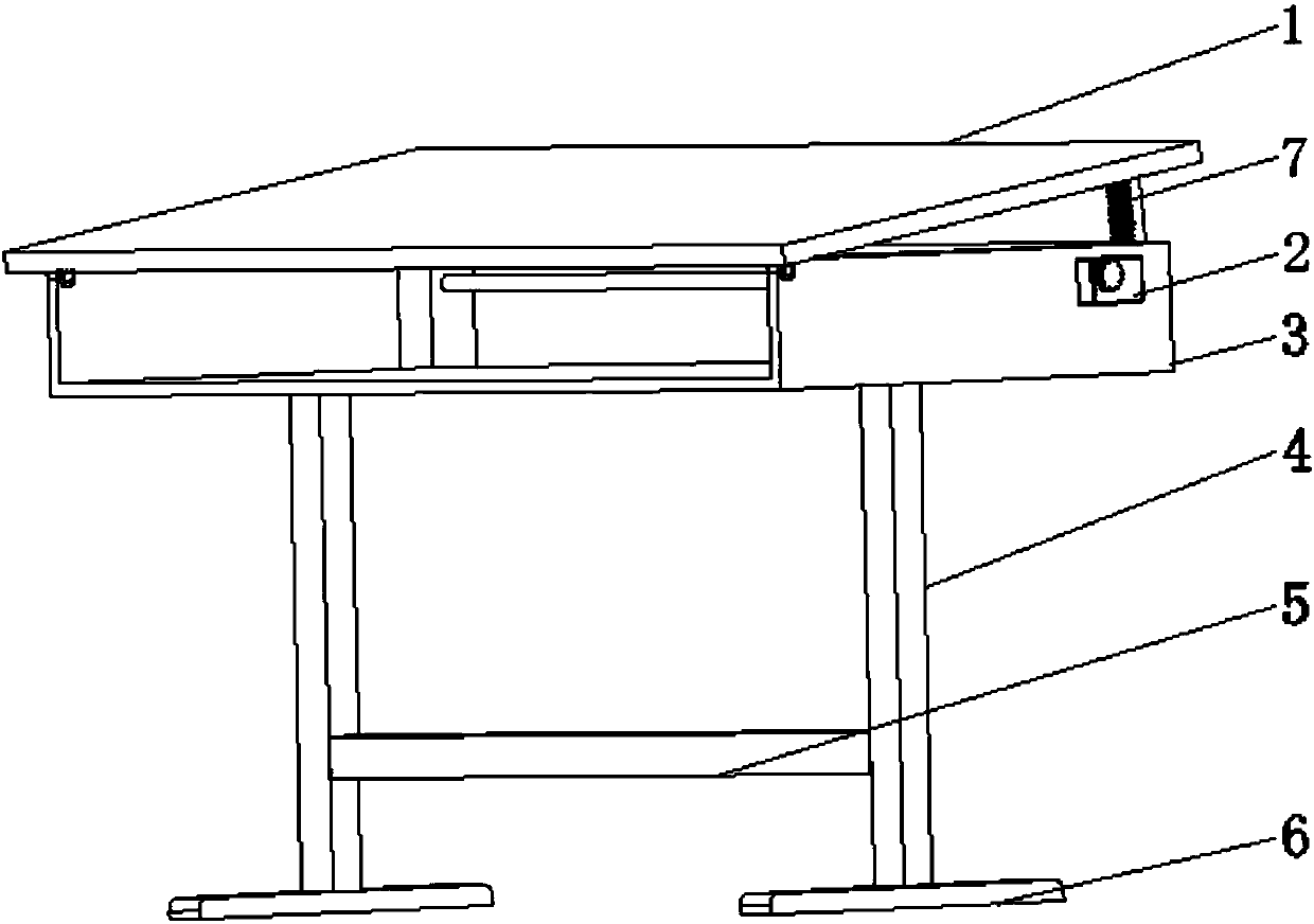 Student desk provided with adjustable desk board