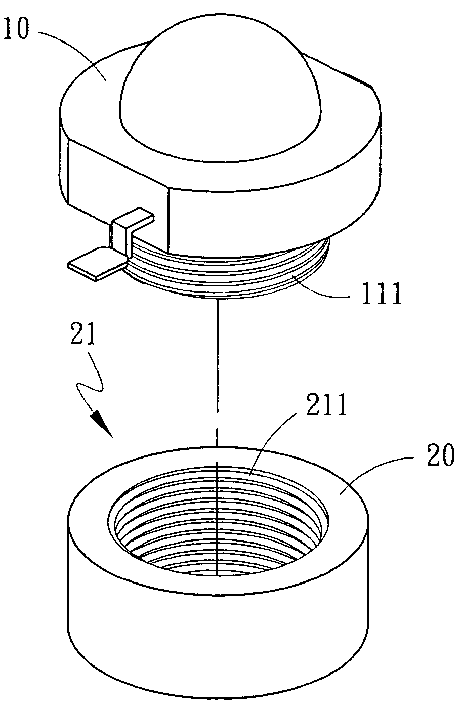 LED light structure and combination device thereof