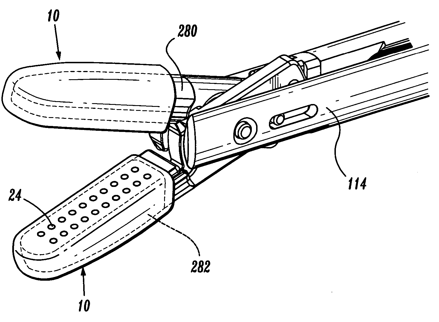 Electrically conductive/insulative over-shoe for tissue fusion