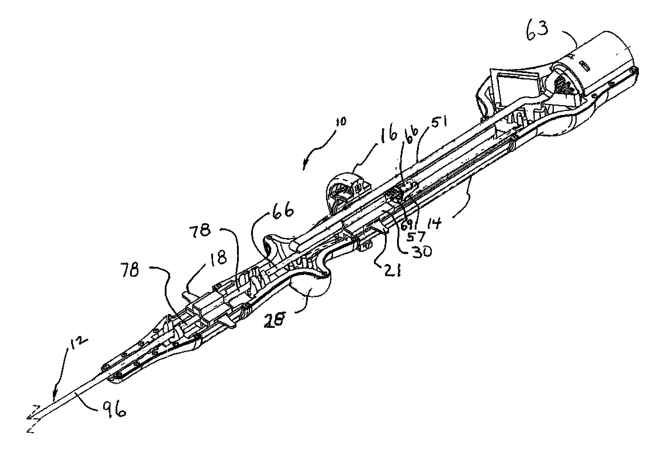 RF ablation device with jam-preventing electrical coupling member