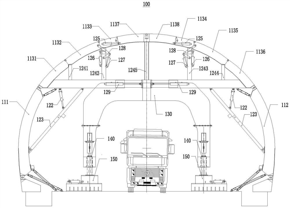 Template self-adaptive transformation system of lining trolley and transformation method of template self-adaptive transformation system