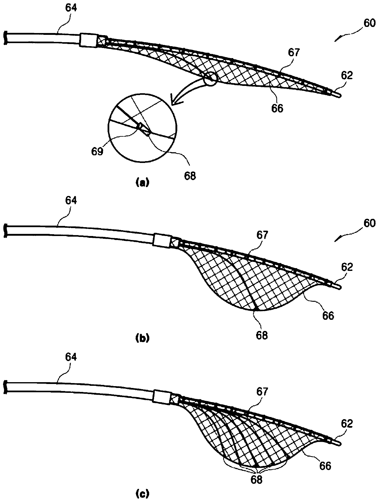 Device for placing, in his bundle, pacemaker lead tip having passed through coronary sinus