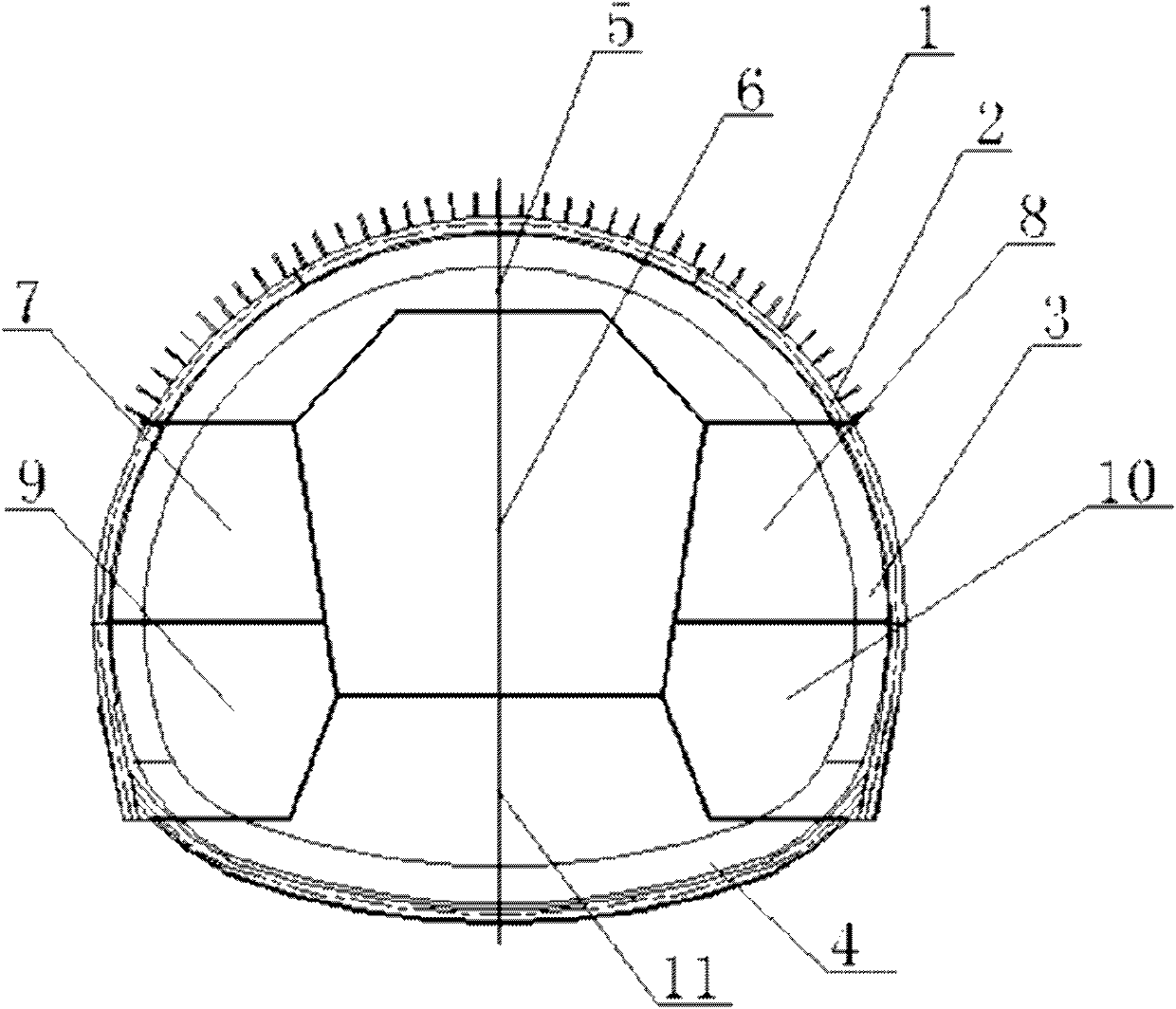 Supporting structure of extra-large cross-section loess tunnel and construction method thereof