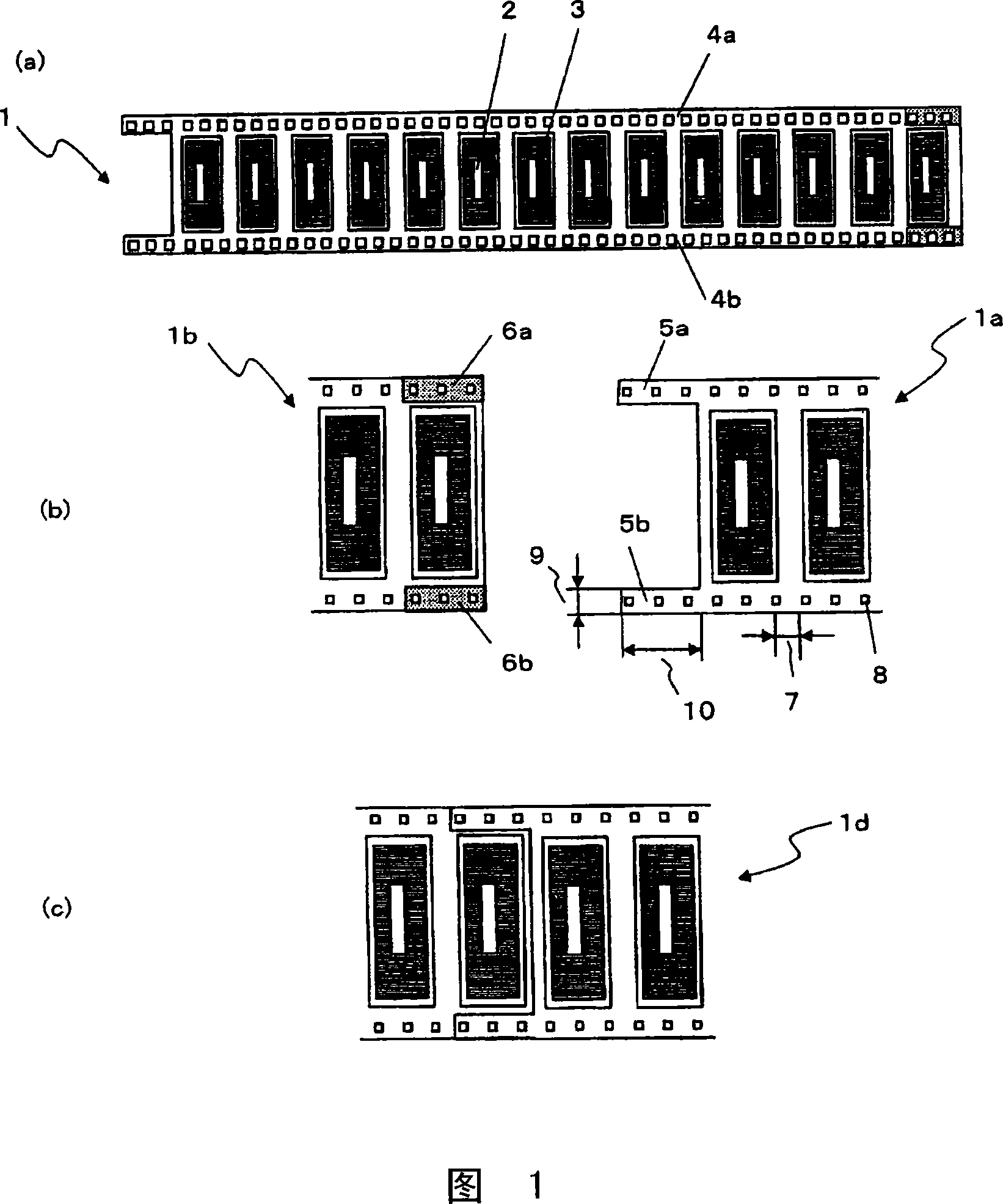 Long film circuit board, and production method and production device therefor