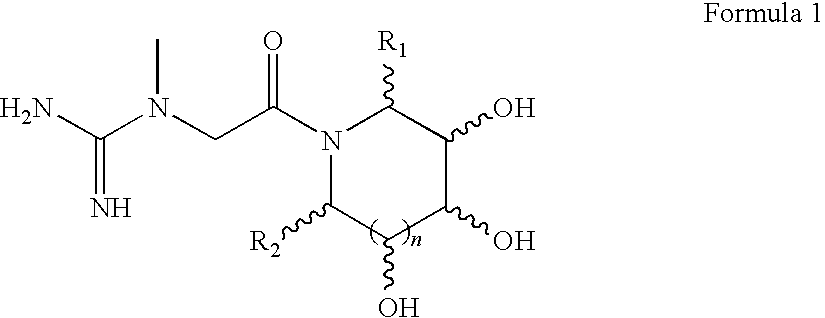 Preparations containing creatine and imino sugars