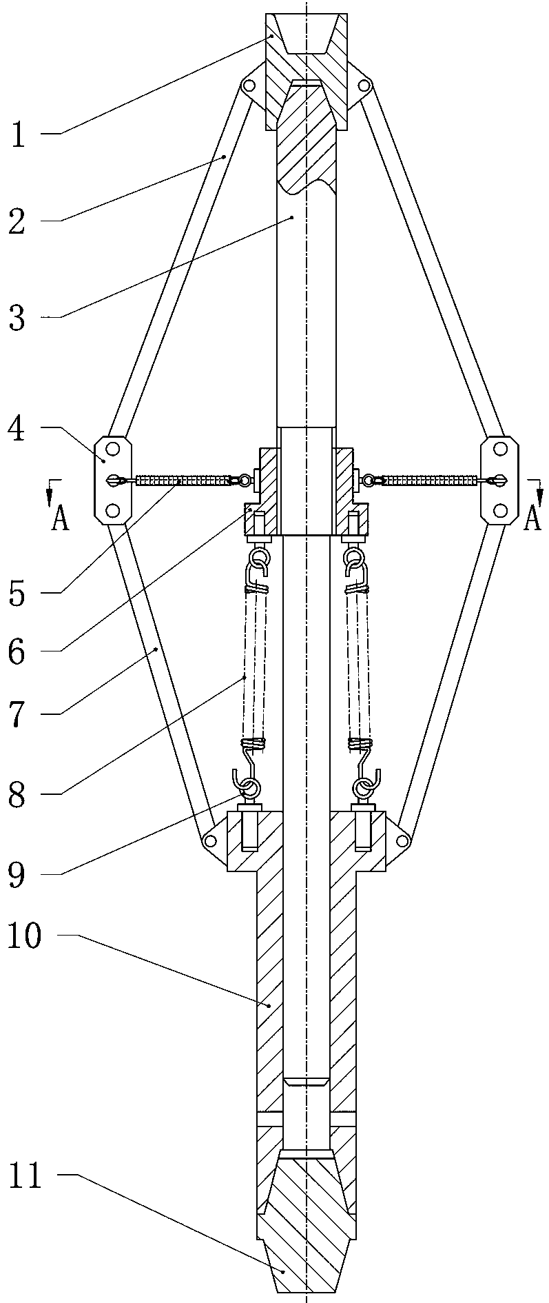 Wire rope pushing device for drilling tool salvage