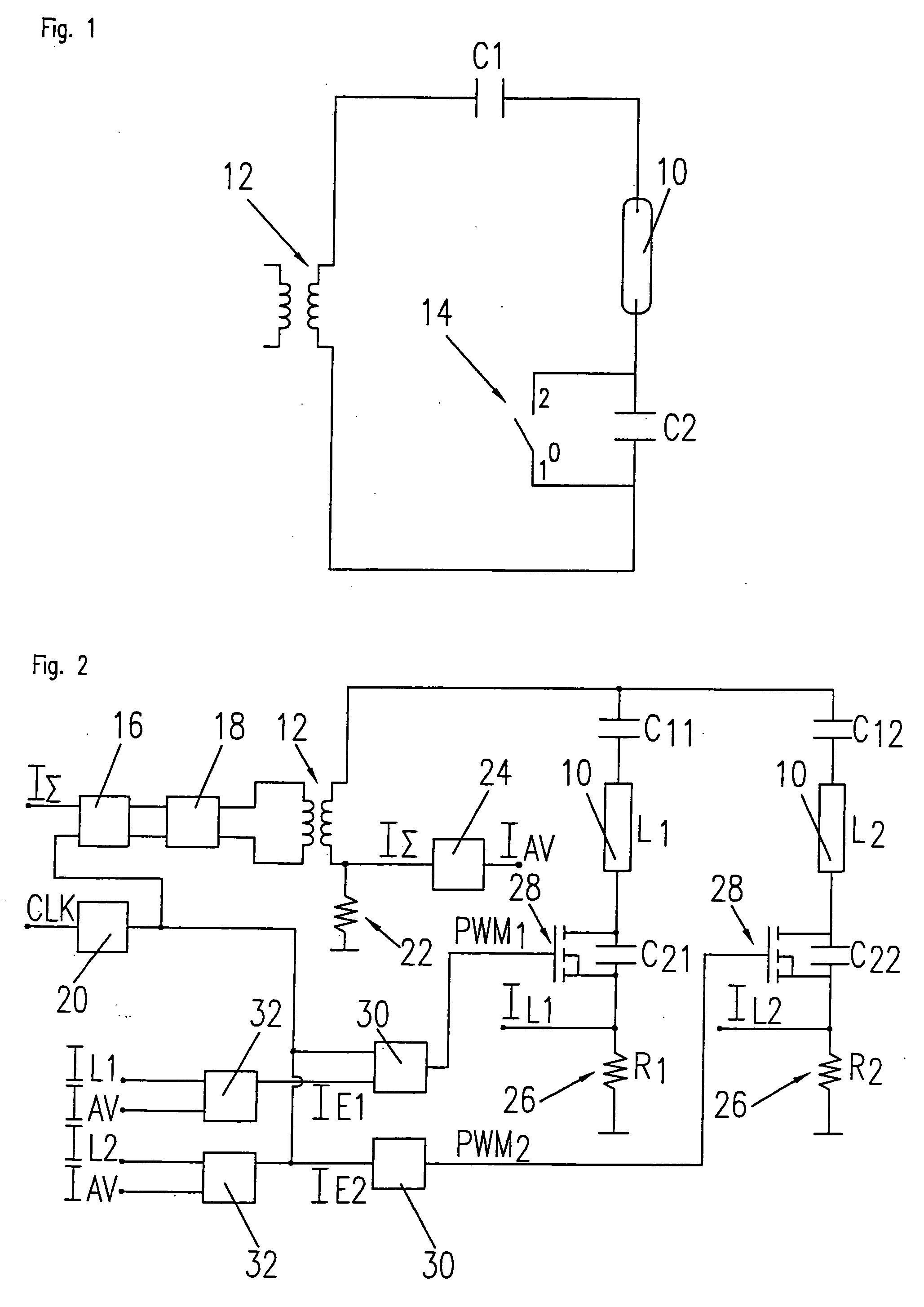 Device for the control of fluorescent lamps in a lighting arrangement