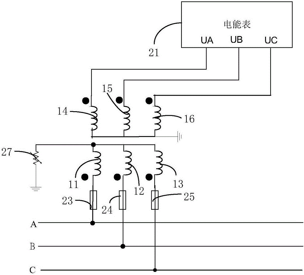 Voltage transformer module for 10kV electric energy metering device, and electric energy metering device