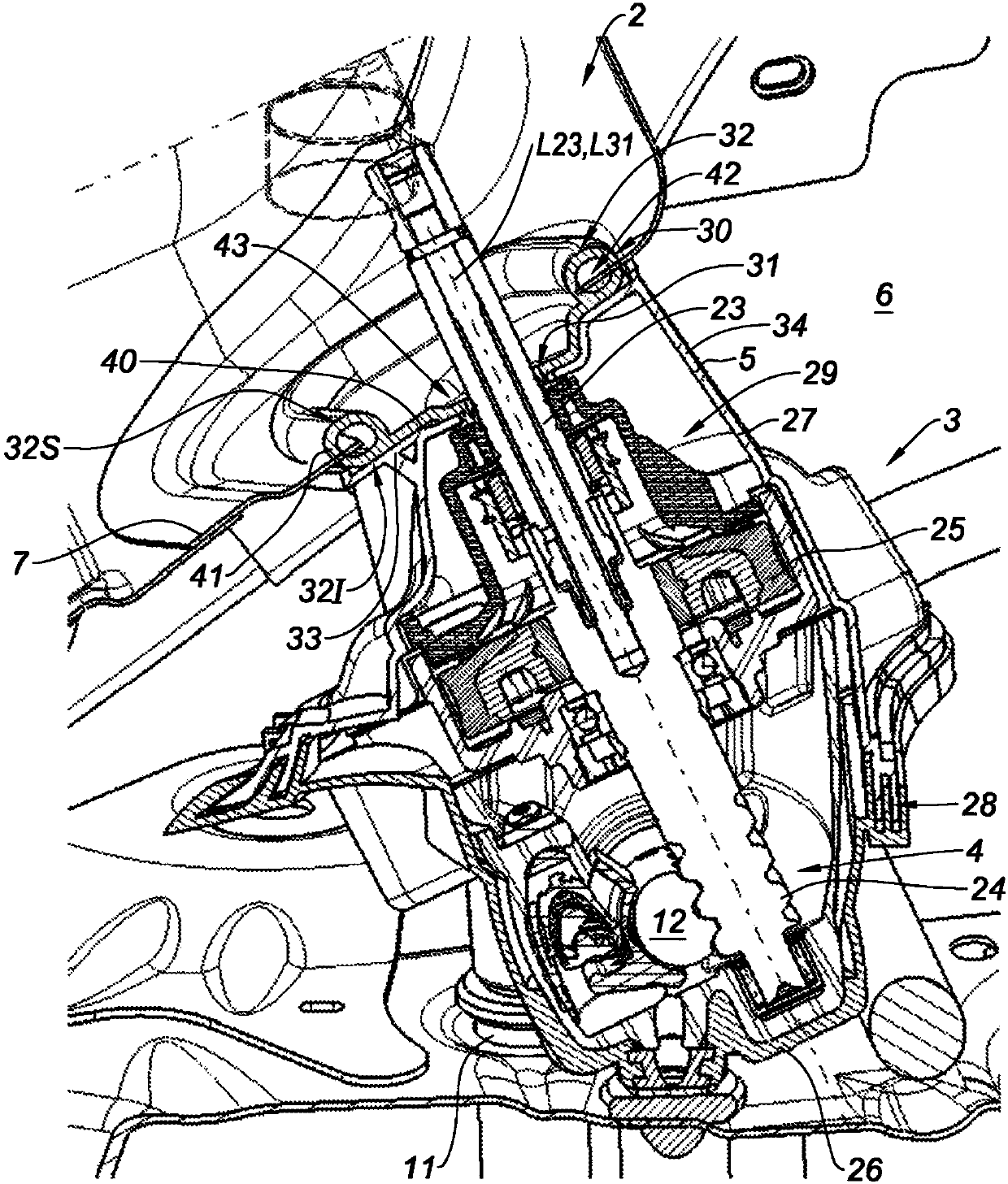 Dashboard gasket for coupling a power-steering device to the dashboard of a vehicle