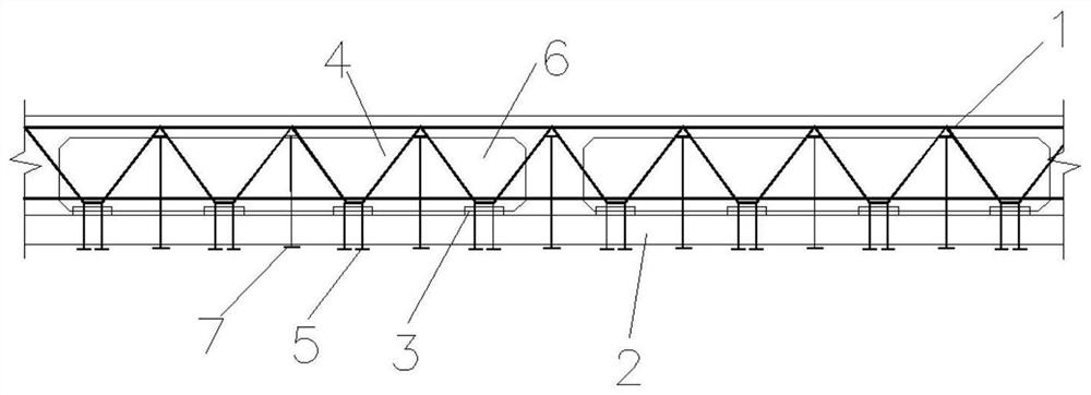 Formwork-erecting-free self-bearing prefabricated ribbed beam concrete hollow laminated slab