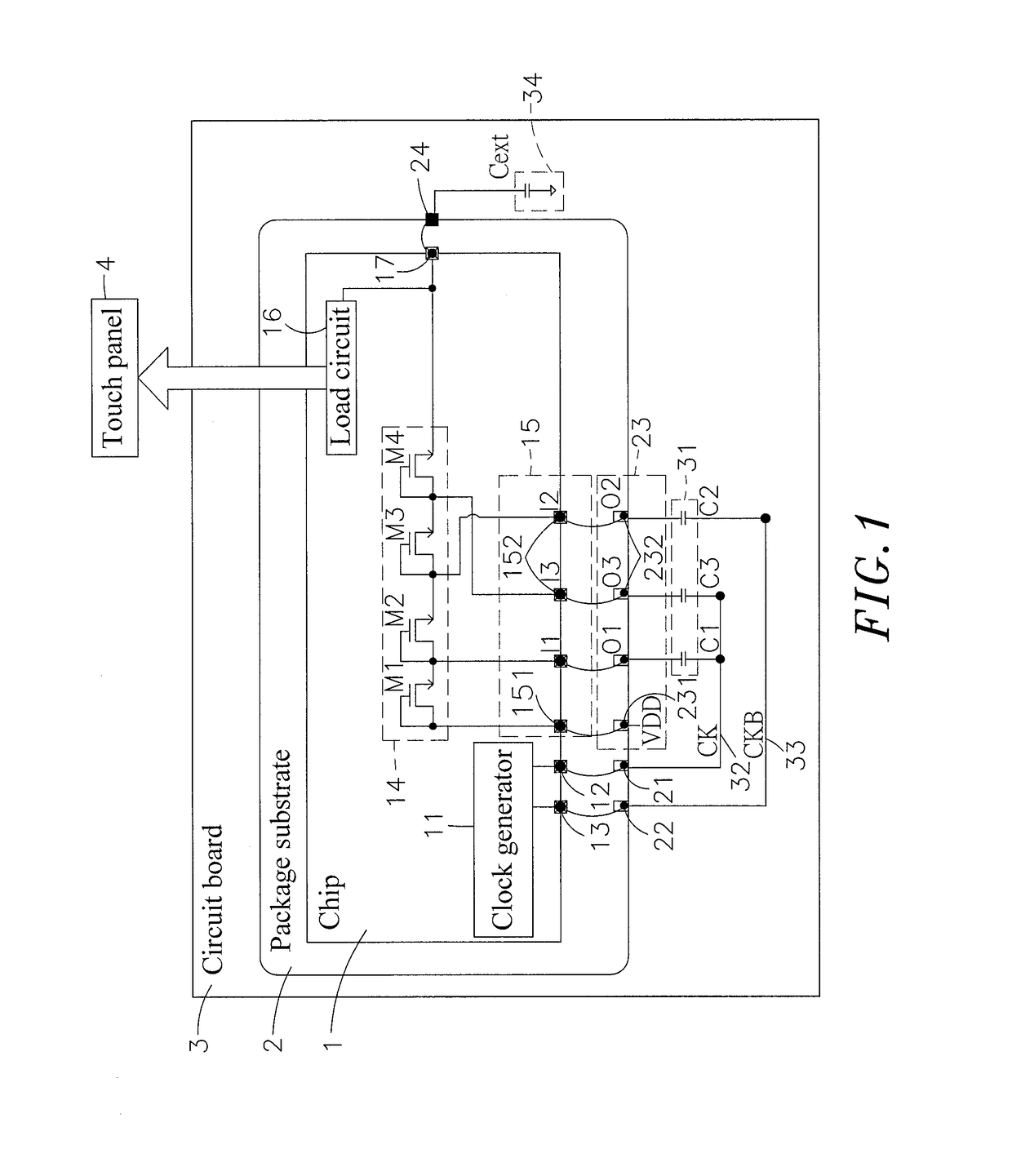 Charge pump based on a clock generator integrated chip