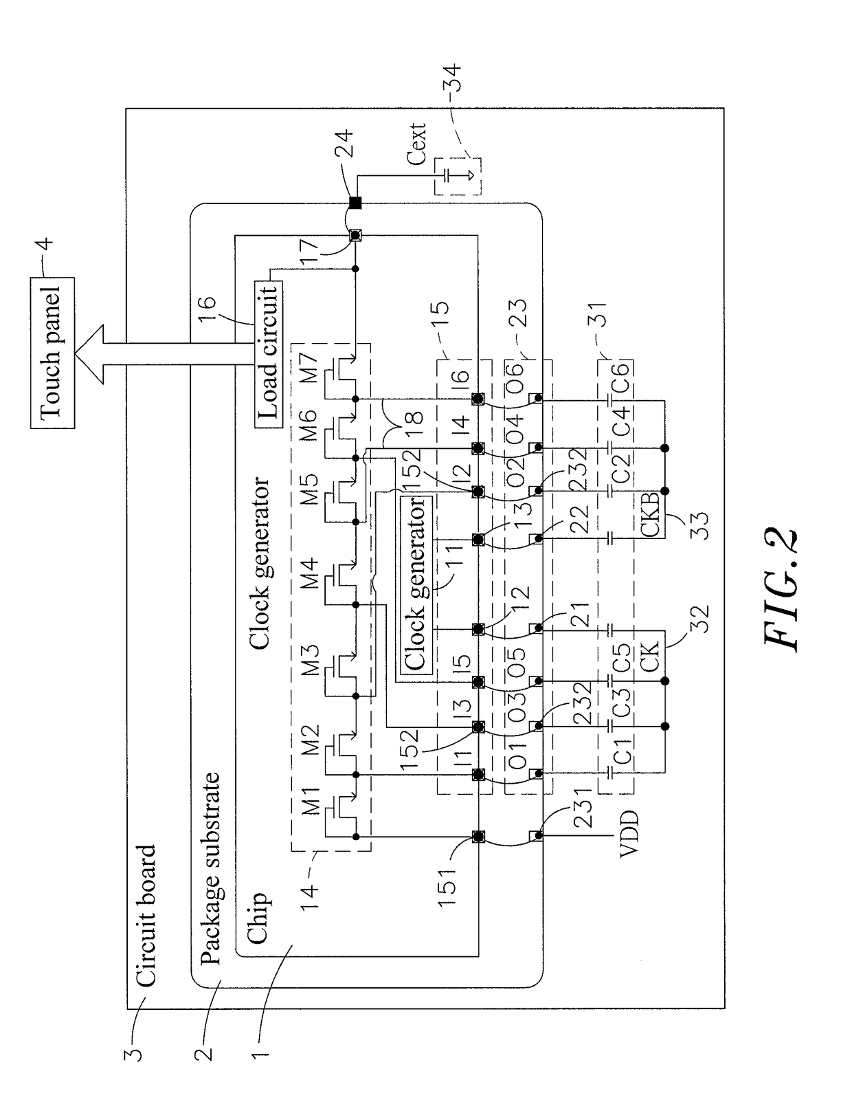 Charge pump based on a clock generator integrated chip