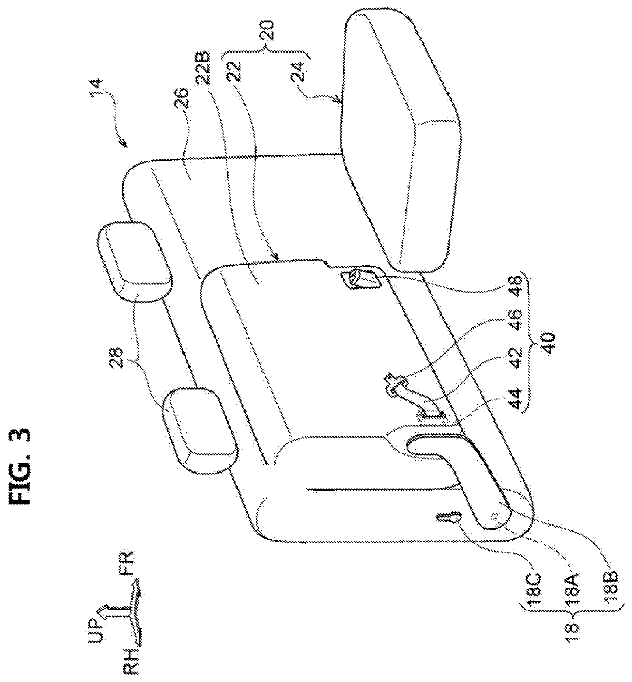 Vehicle seat and vehicle seat arrangement structure