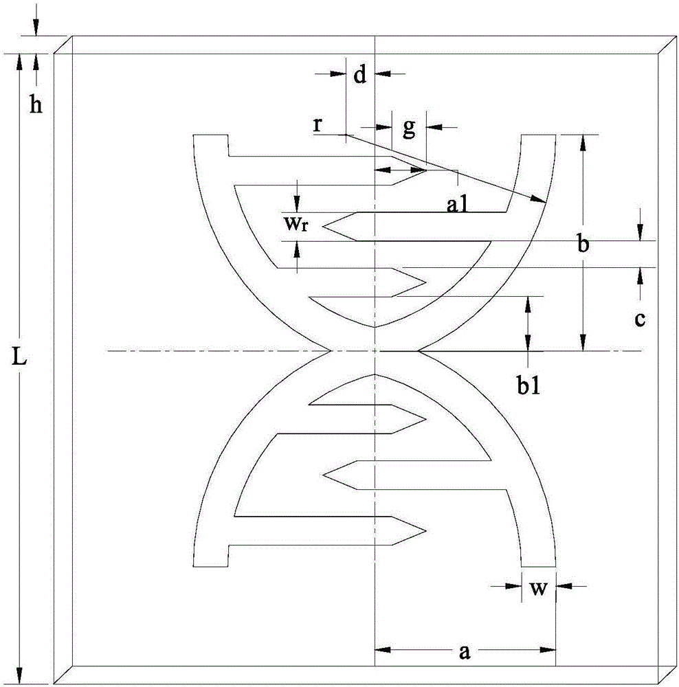 Conical interdigital DNA double helix bionic left-handed material