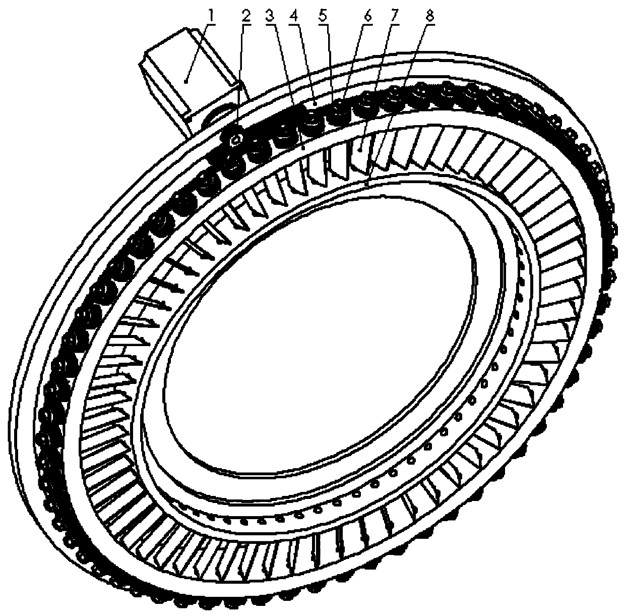 Mechanical device for driving adjustable stator blade by servo motor