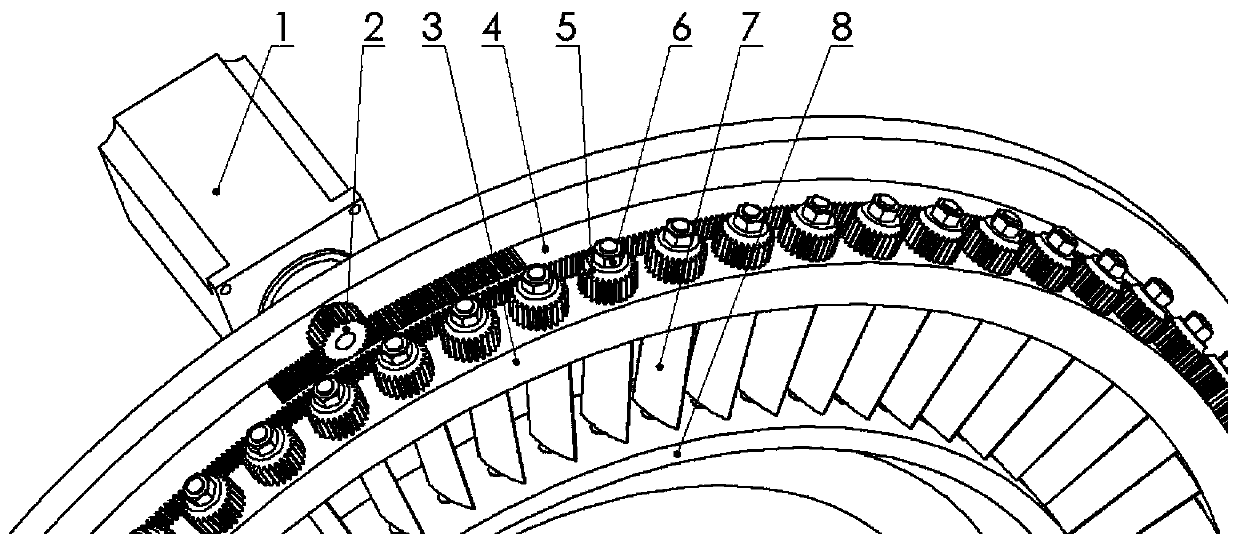 Mechanical device for driving adjustable stator blade by servo motor