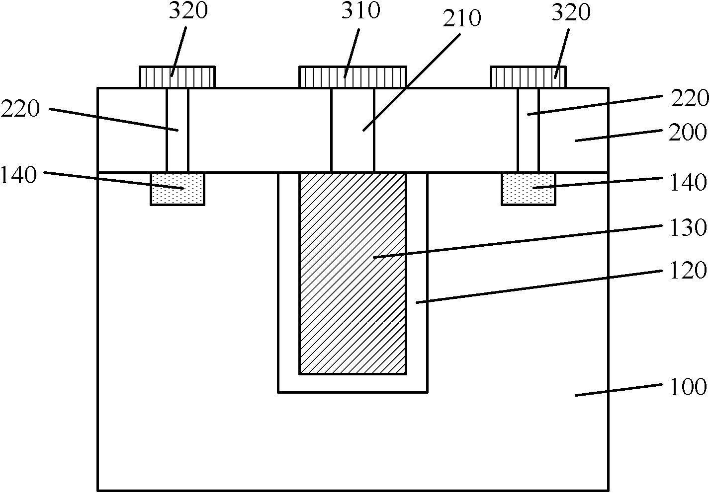 Silicon through-hole test structure and corresponding test method