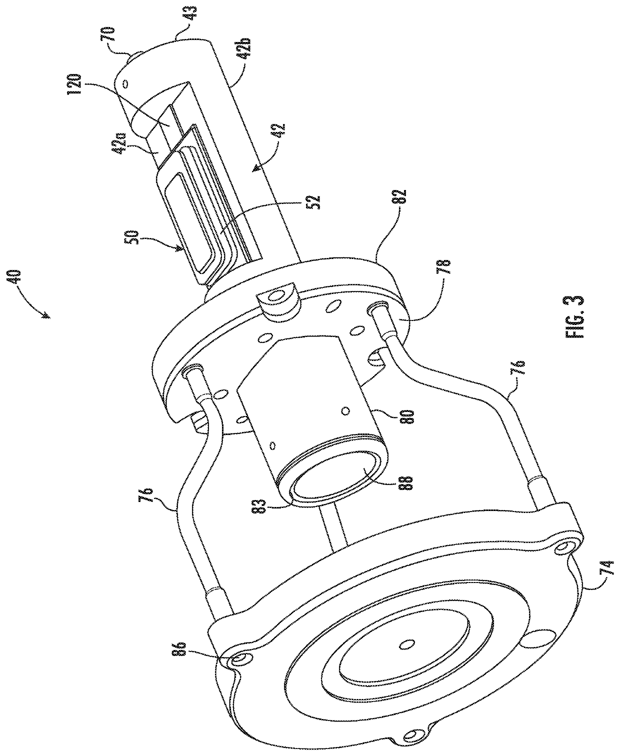 Satellite system having radio frequency assembly with signal coupling pin and associated methods