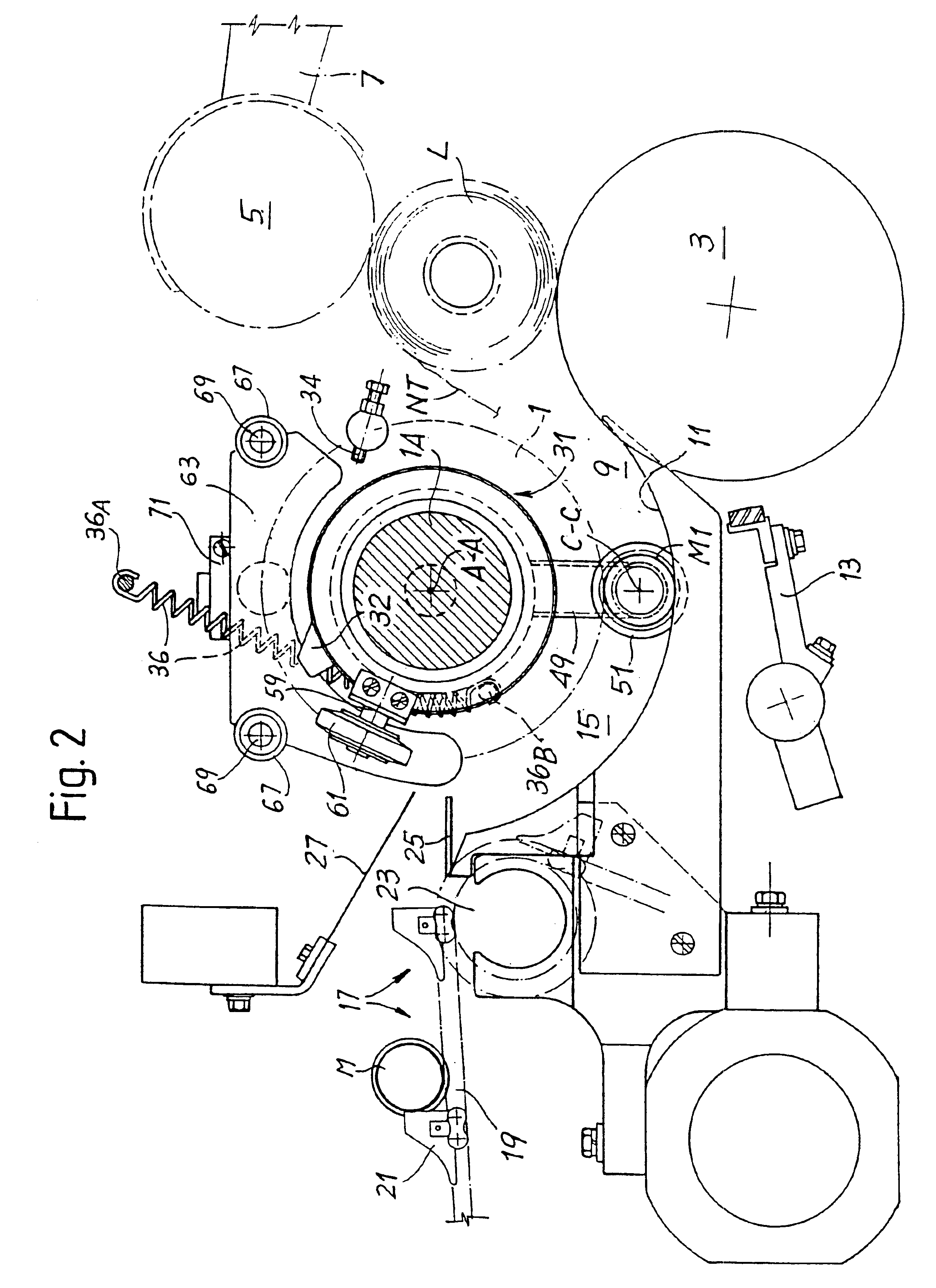 Method and device for the production of rolls of web material without a winding core